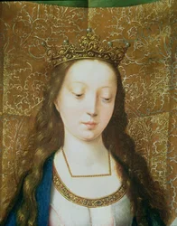 St. Katharina und die Philosophen, Detail des Kopfes von St. Katharina (Detail)